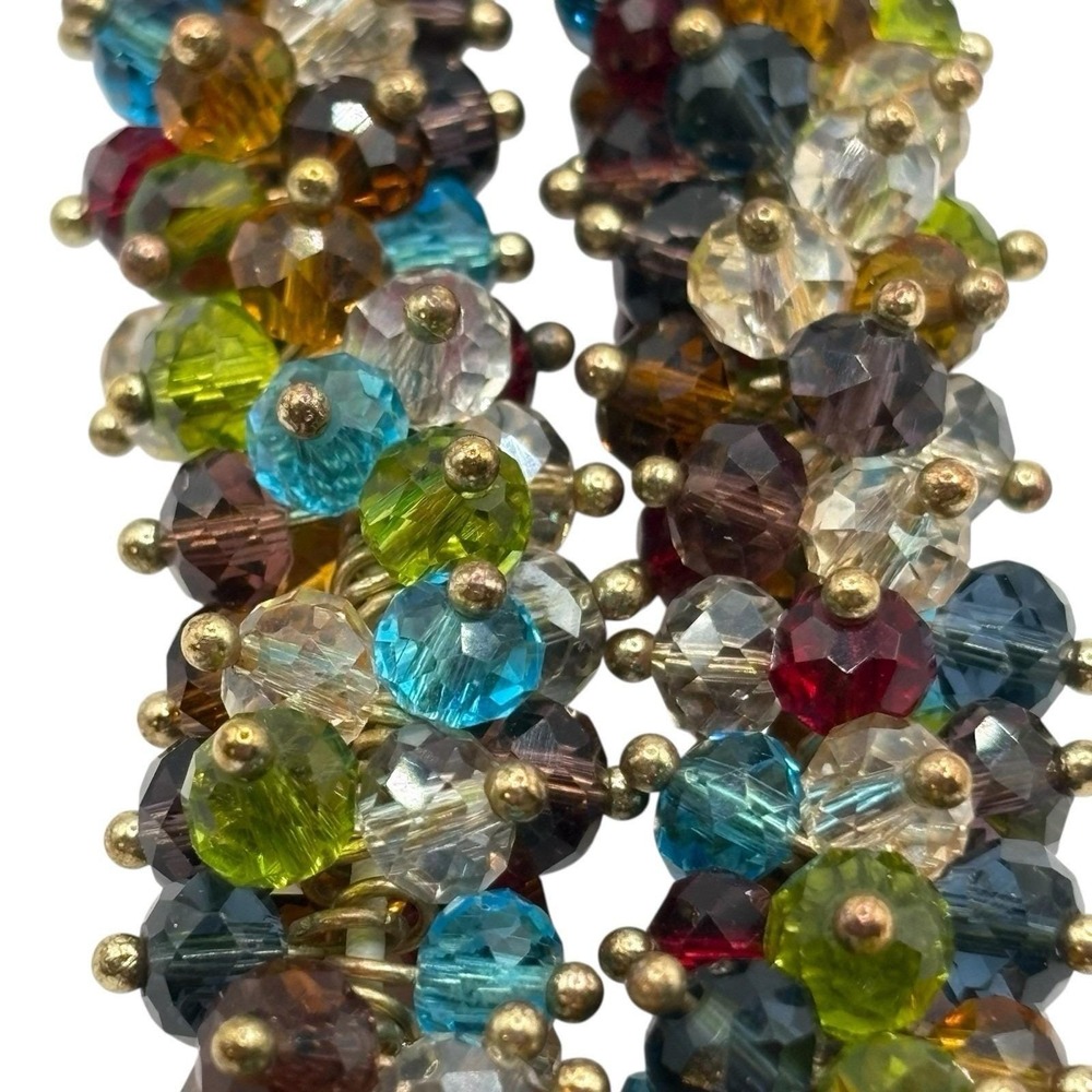 Charter Club Stretch Bracelet Faceted Glass Cha Cha Beads Gold Tone‎ Colorful - Picture 3 of 16